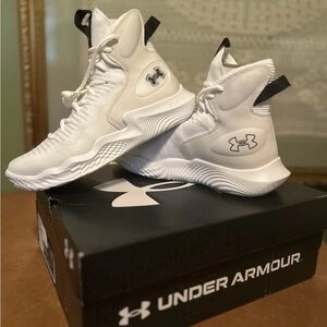 Under Armour Womens White and Black High-Top Sneakers